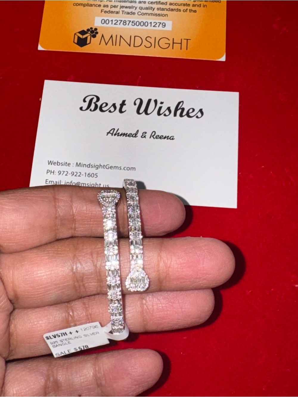 14K White Gold Vermeil Swarovski Crystal Crossover Bangle, Gift For Her, SALE